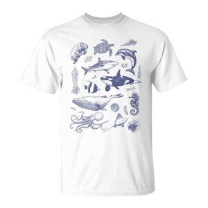 Ocean Nature T-Shirt Vintage 90s Tattoo Sea Animal Graphic Retro Casual 89